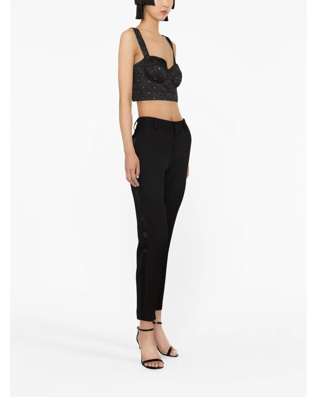 Moschino Black Crystal-Embellished Corset Top