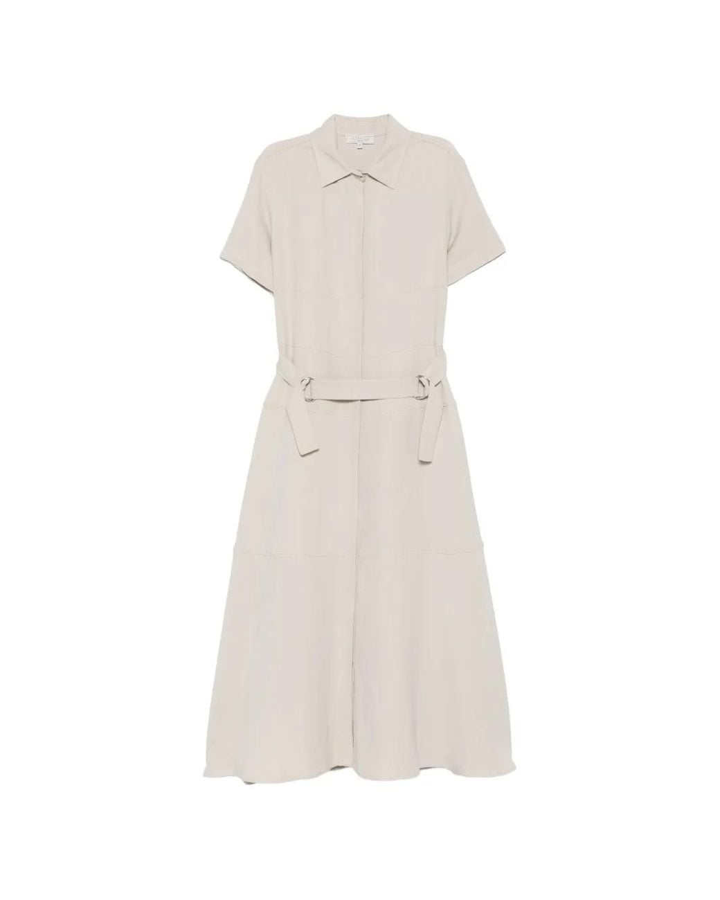 Antonelli White Robe Mi-Longue Moira À Taille Ceinturée