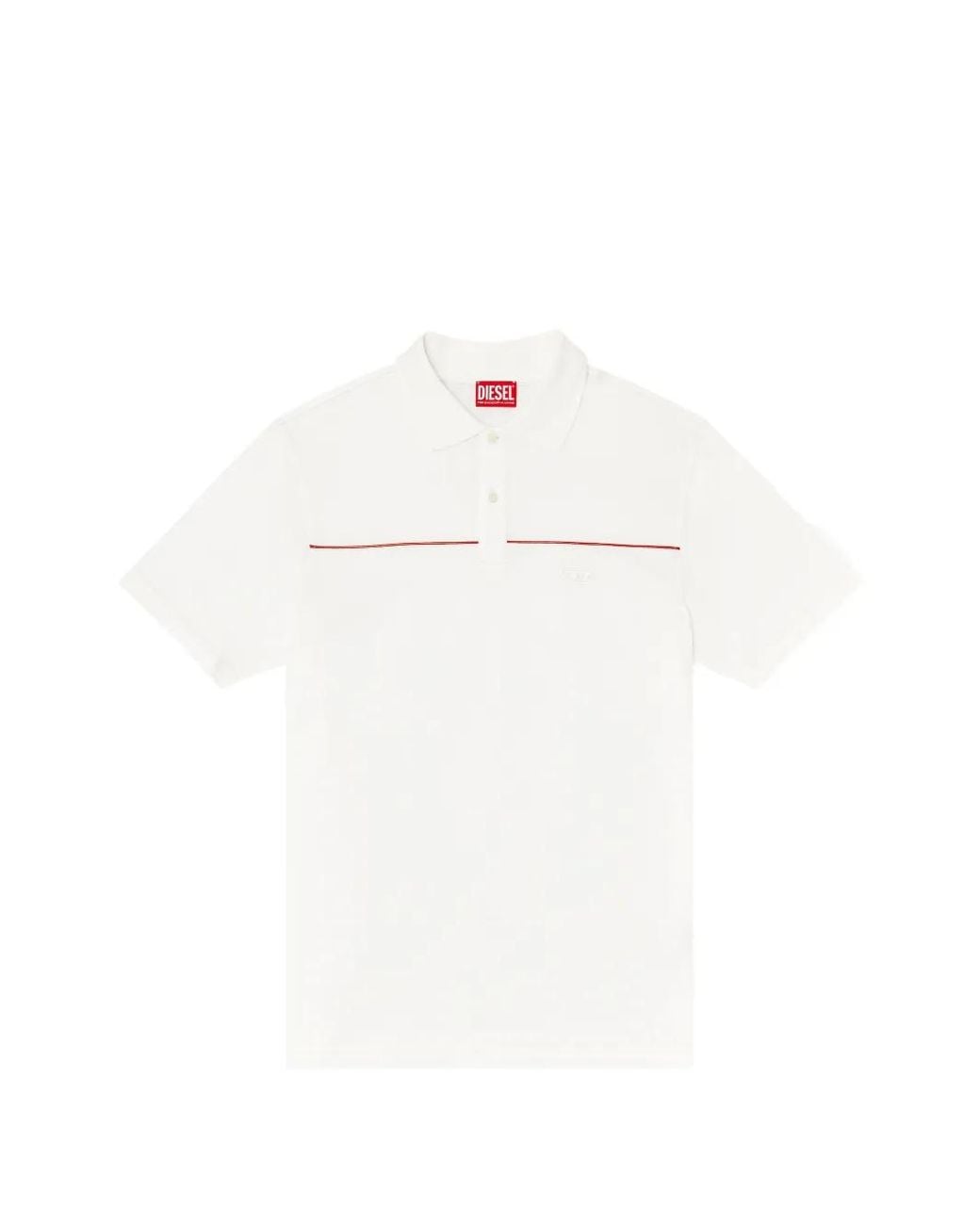 DIESEL White Polo Shirt With Contrast Piping for men