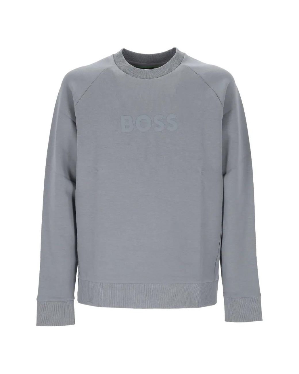 Boss Gray Crewneck Sweatshirt With A Puffed Logo for men