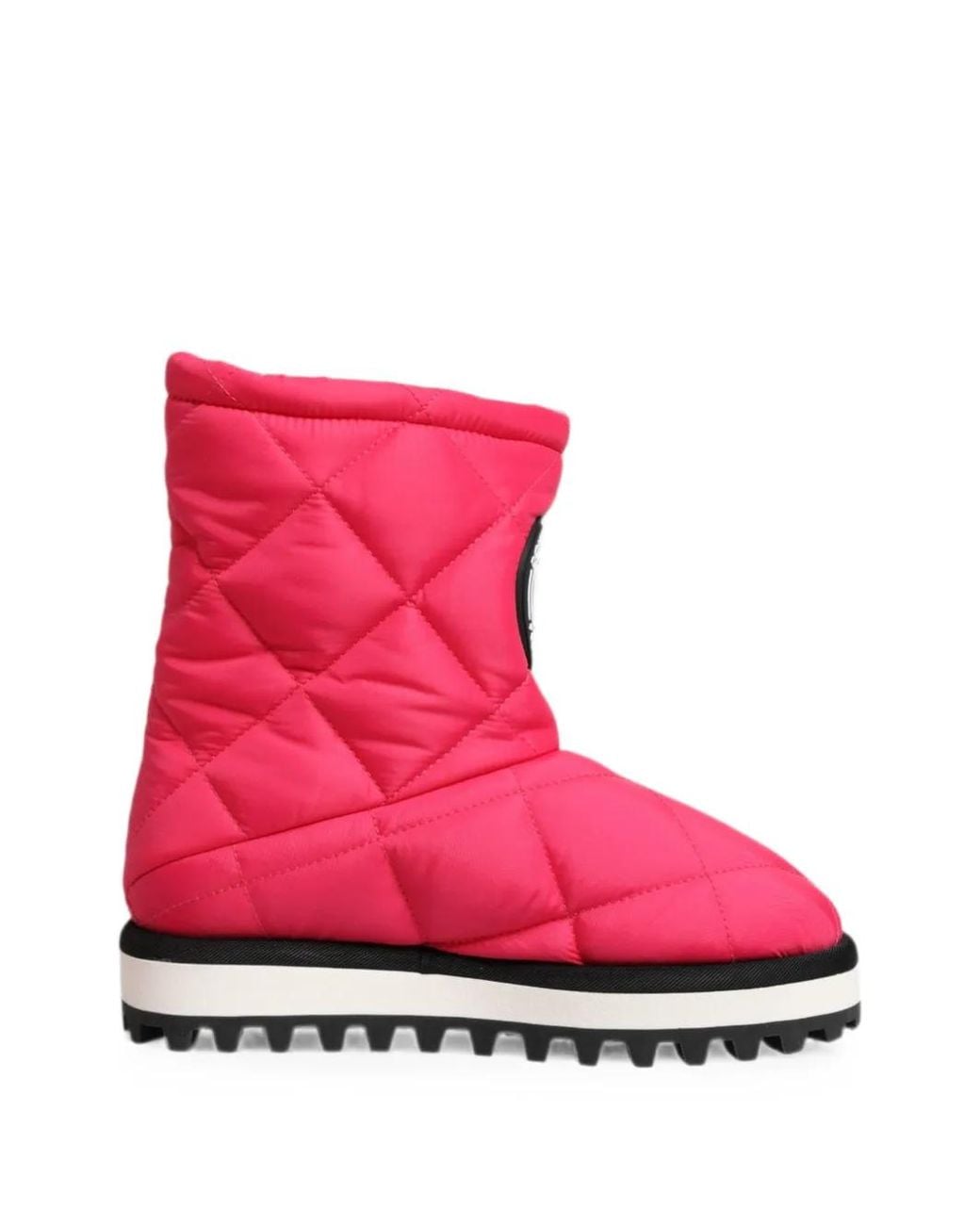 Dolce & Gabbana Pink Quilted Logo-Patch Boots