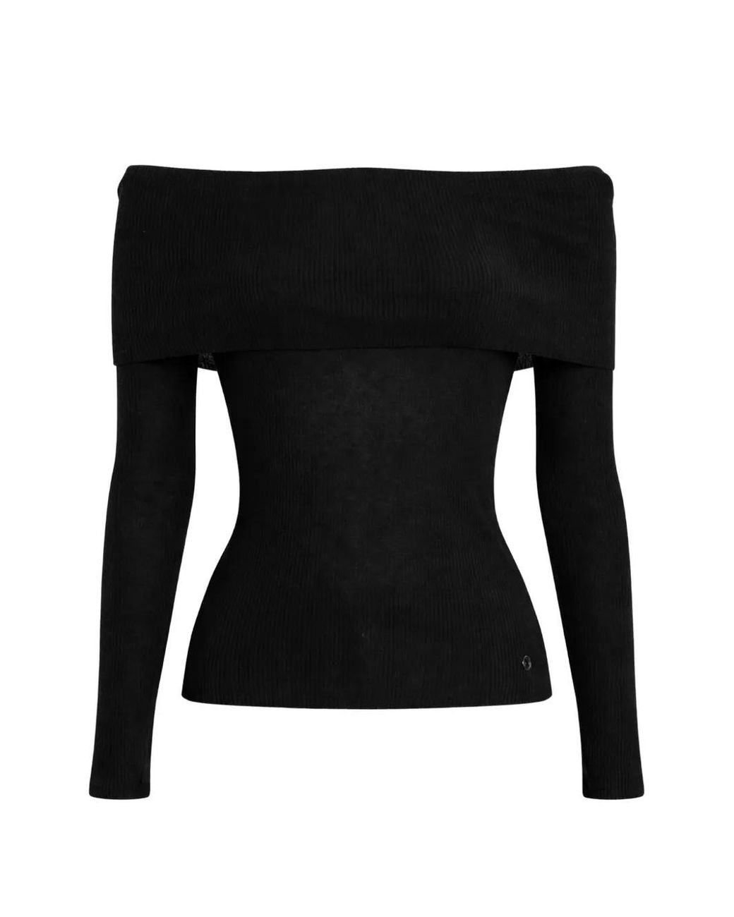 Guess Black Off-Shoulder Ribbed Top