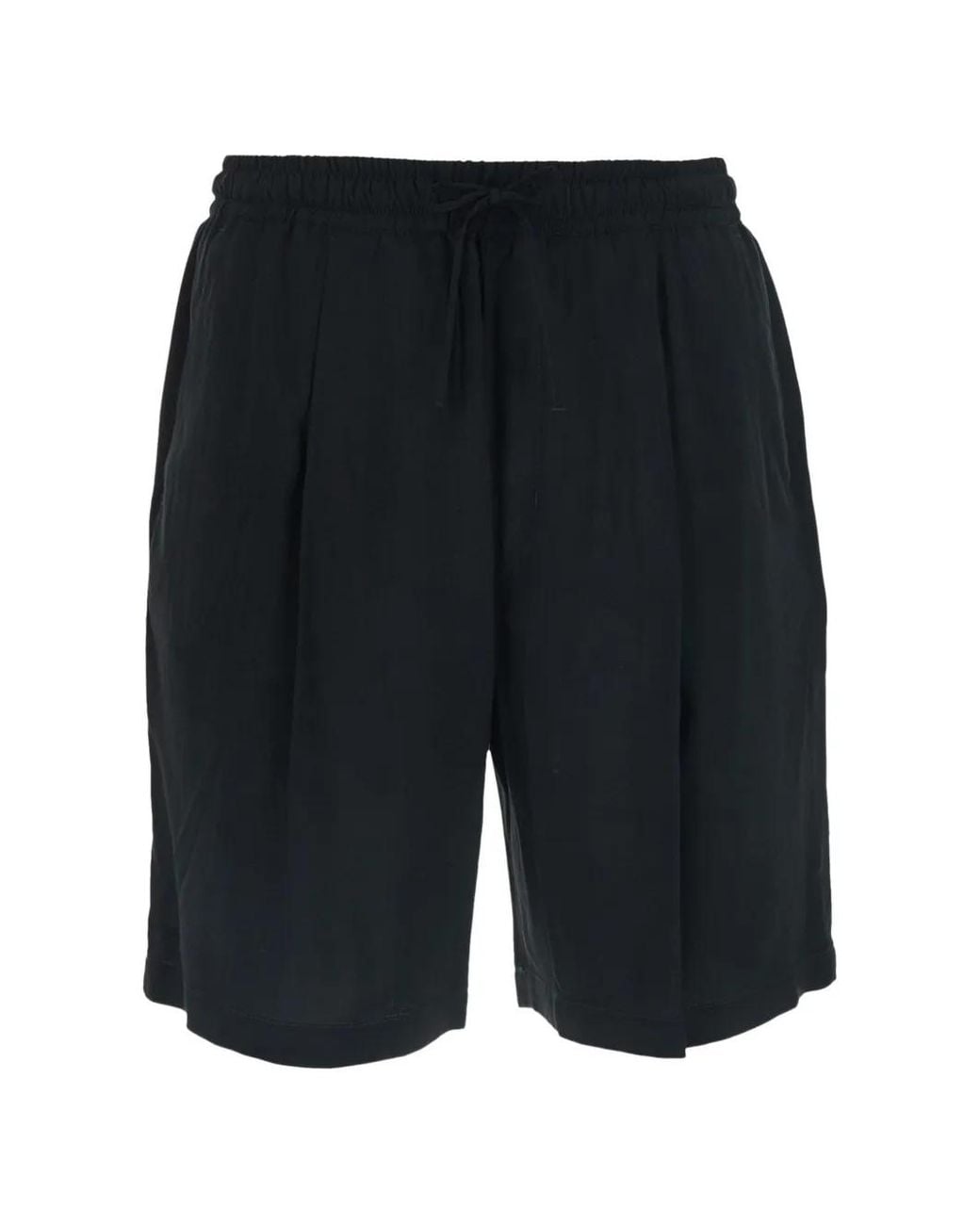 Low Brand Black Drawstring-Detail Pleated Shorts for men