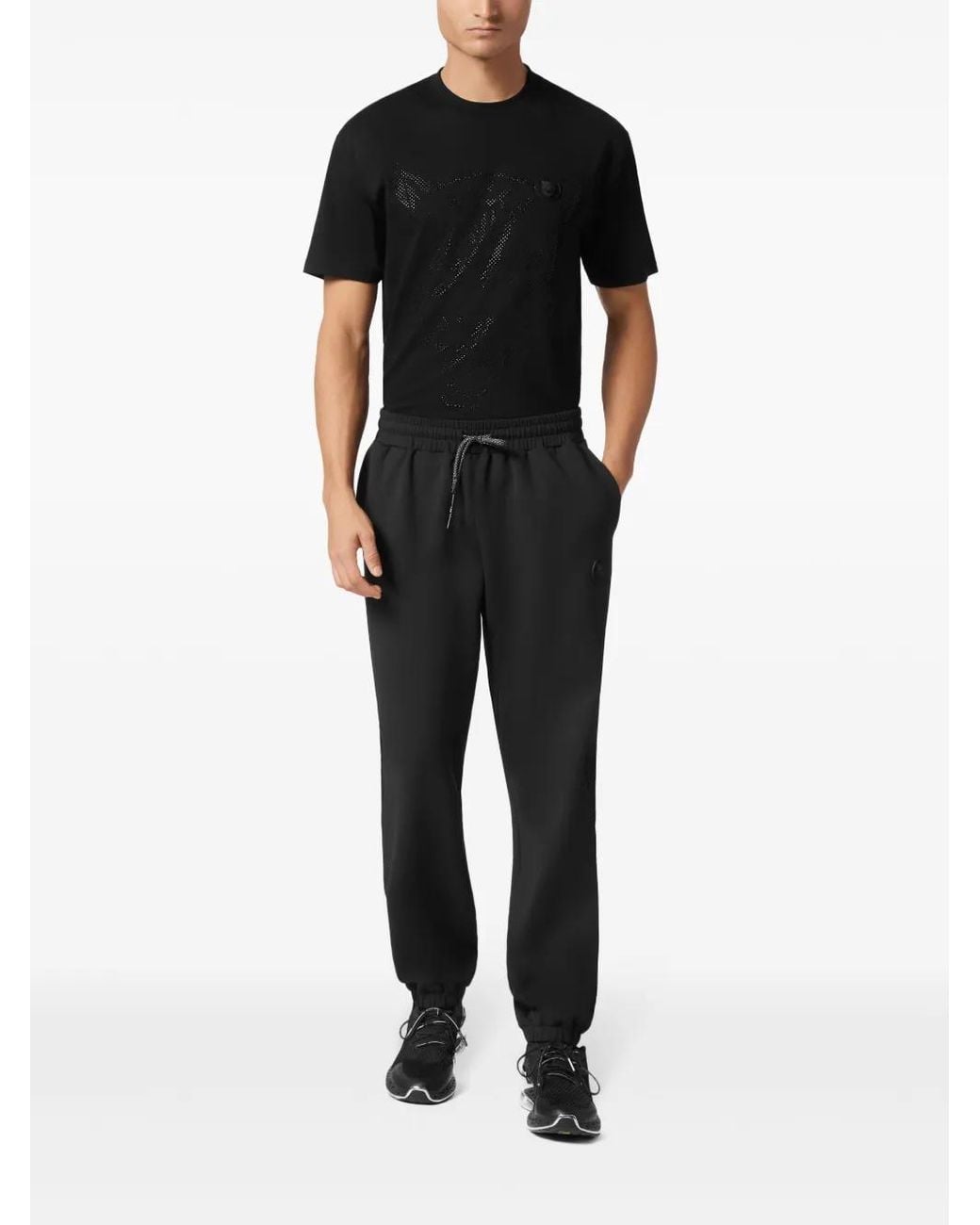 Philipp Plein Black Logo-Patch Track Pants for men