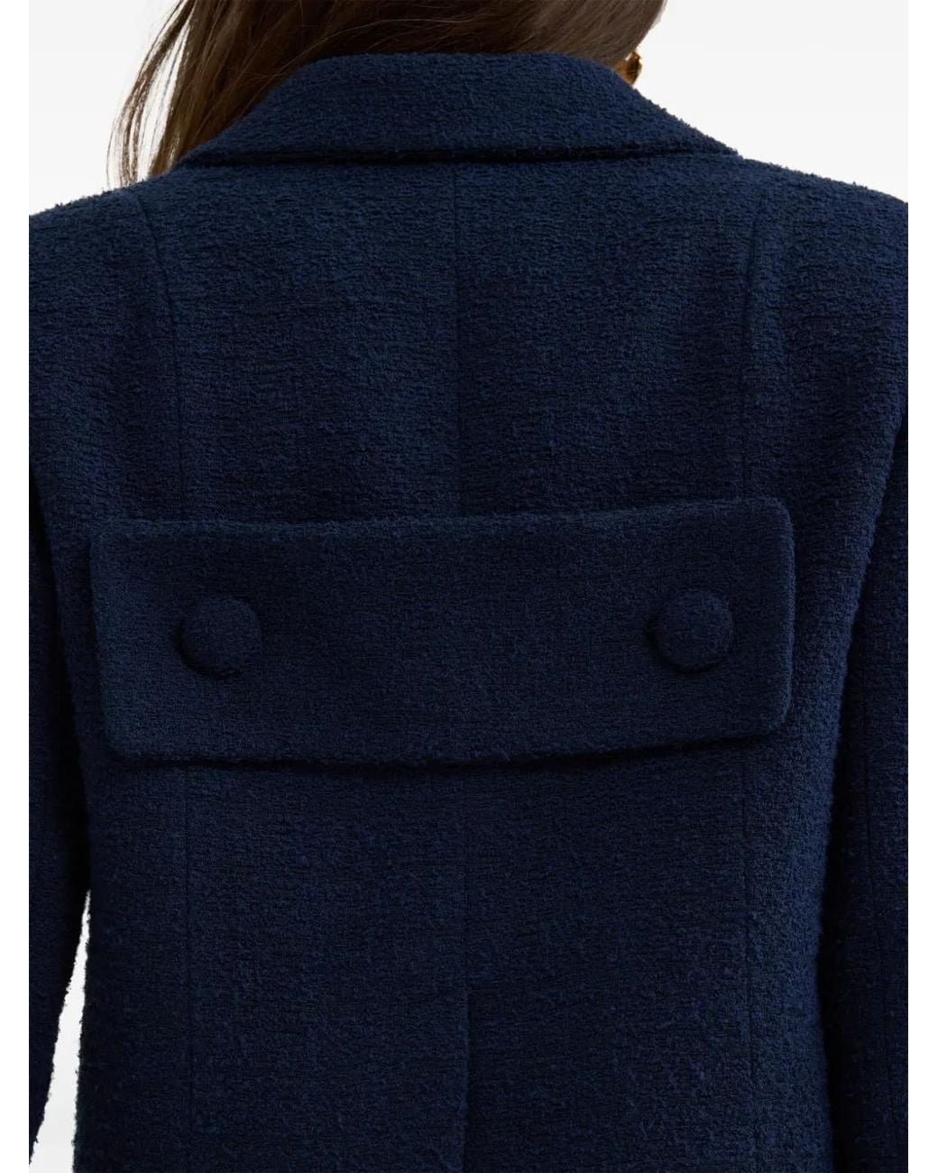 Patou Blue Cropped Tailored Tweed Jacket