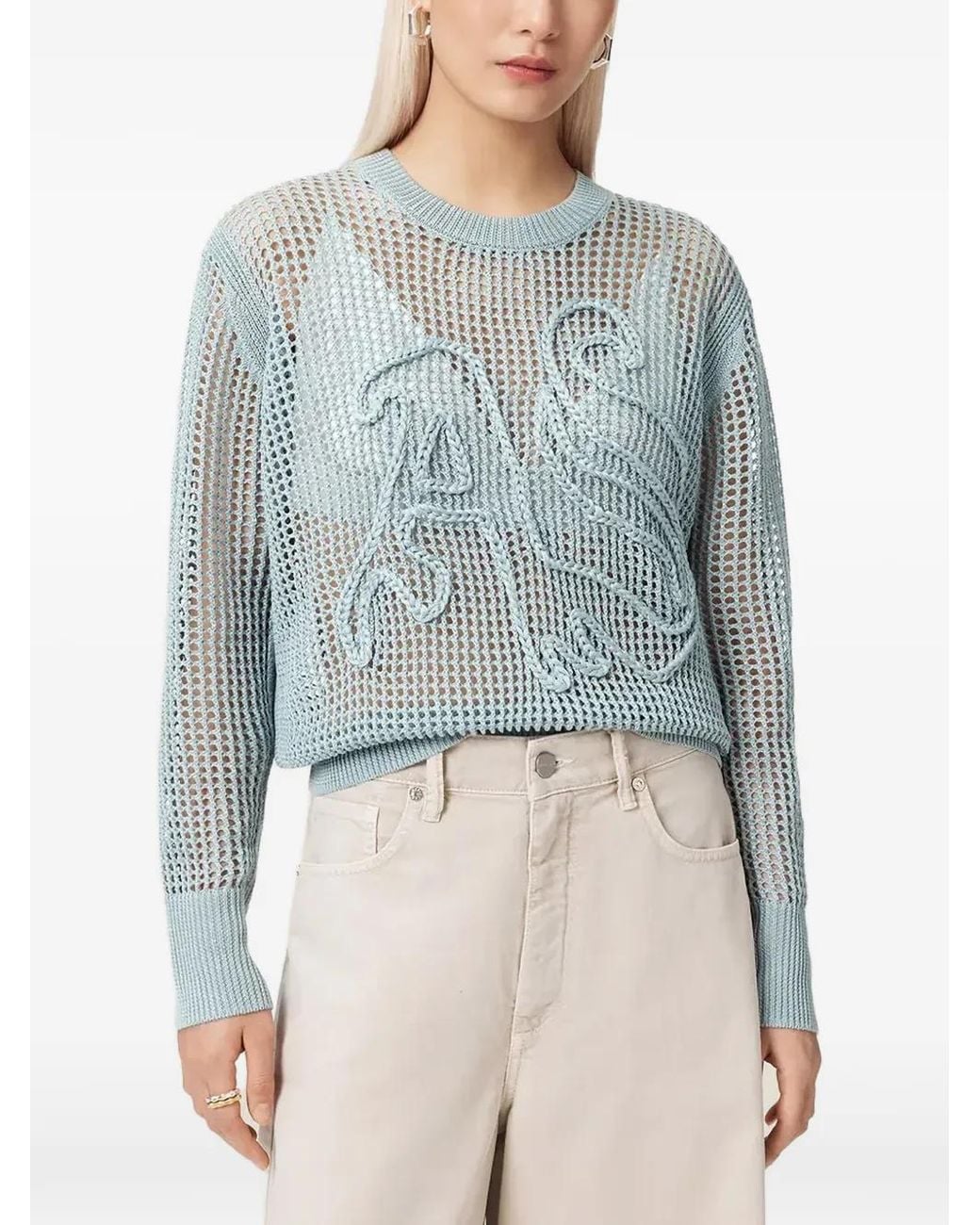 AllSaints Blue Raelyn Pullover Mit Logo-Patch