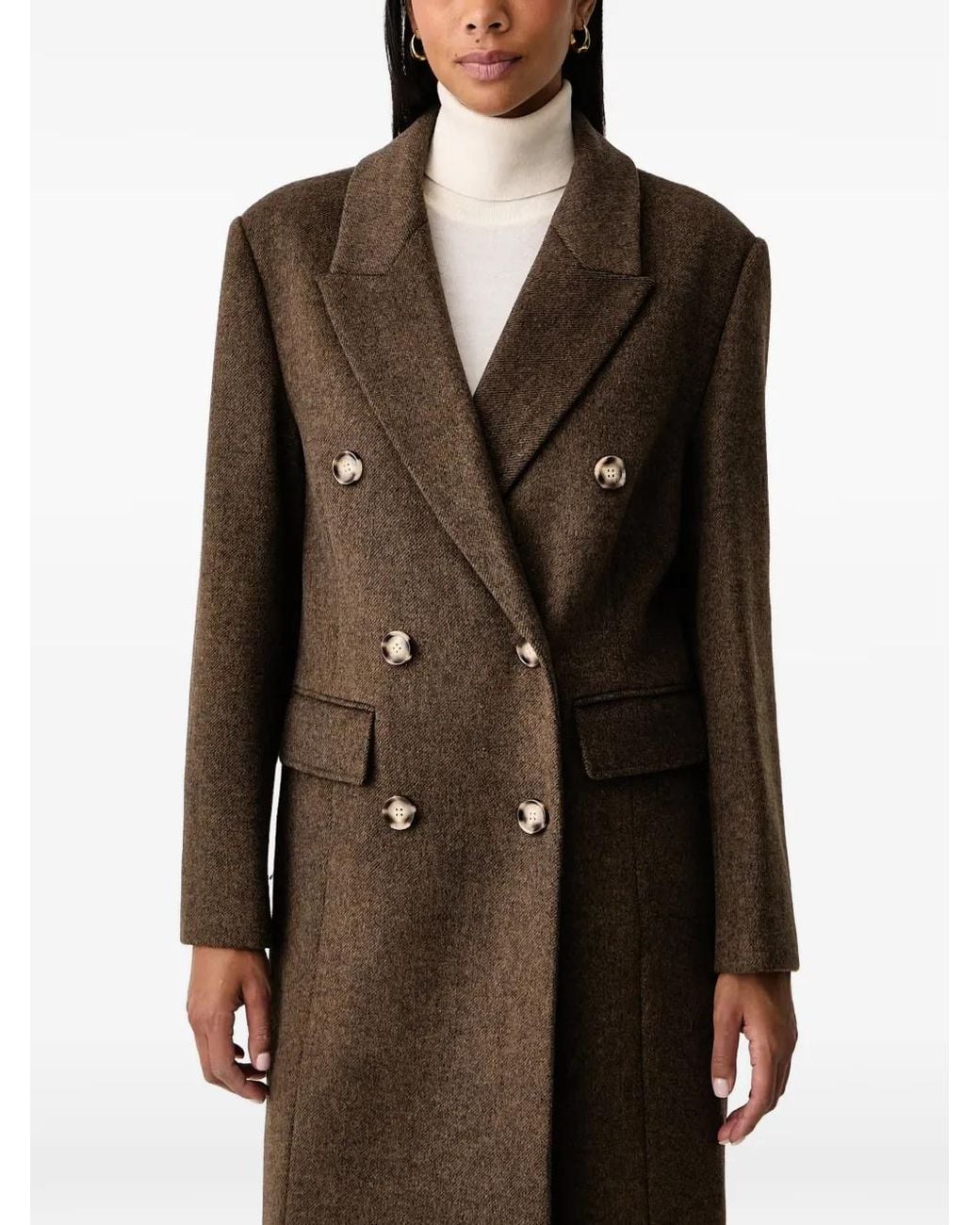 Twinset Brown Velour Wool Cloth Coat