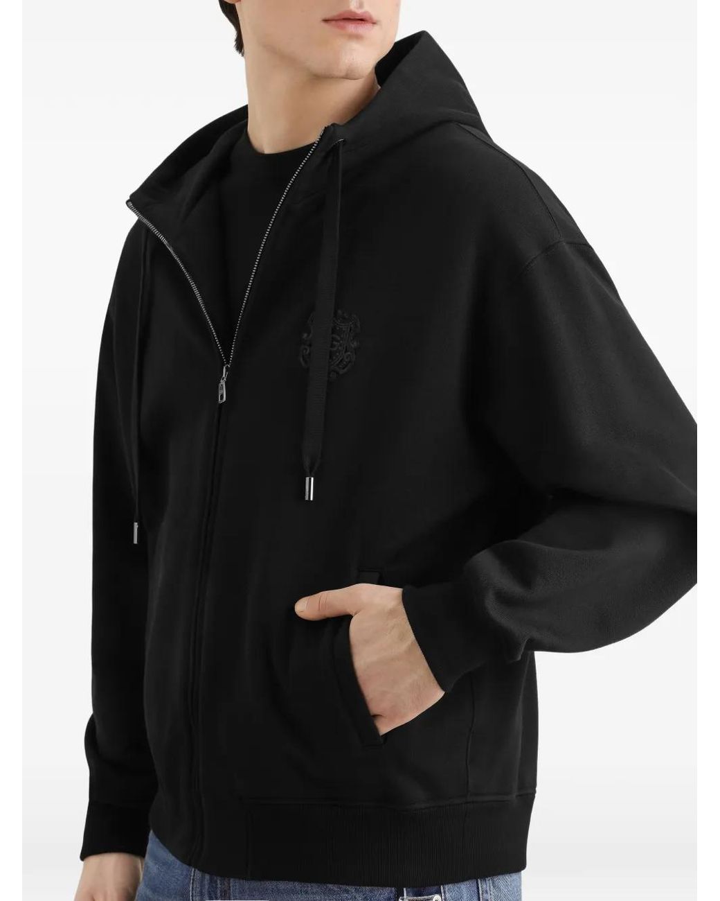 Dolce & Gabbana Black Cotton Hooded Sweatshirt for men