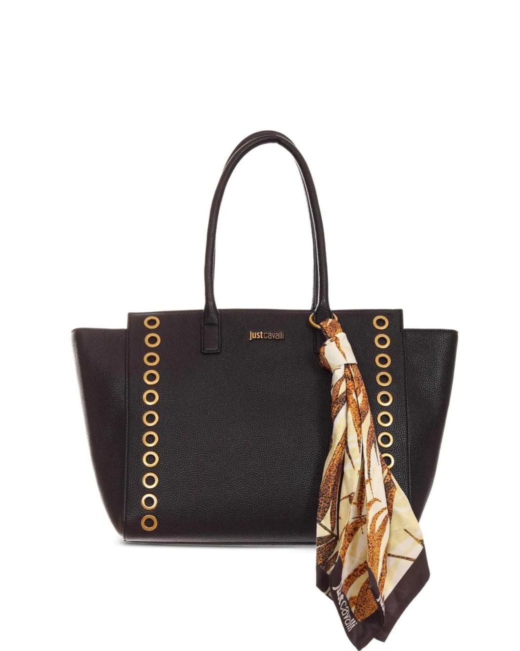 Just Cavalli Black Eyelet-Detail Tote Bag