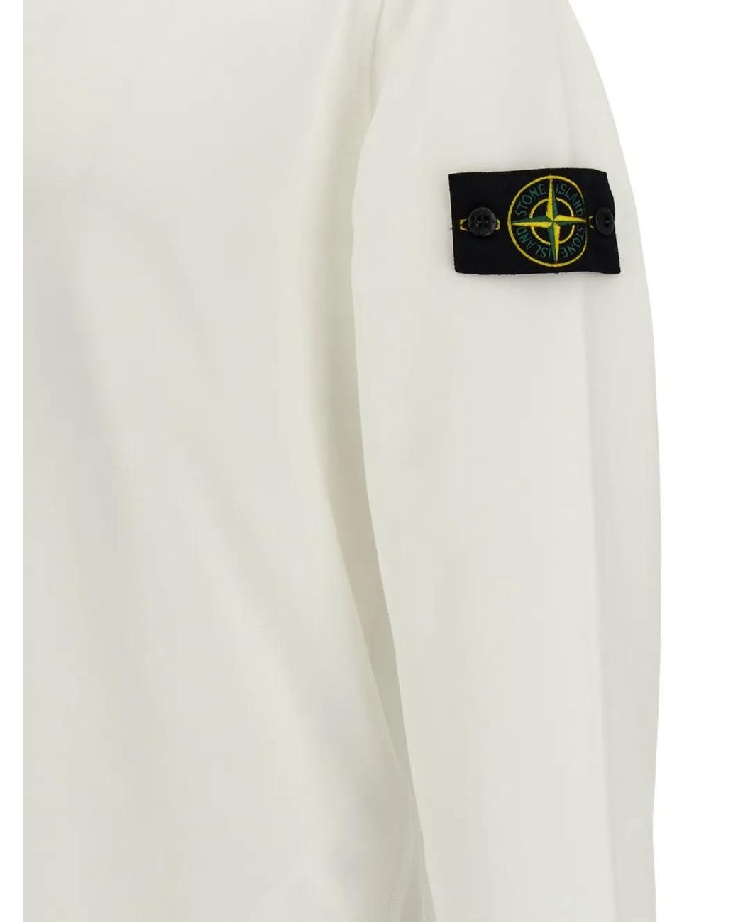 Stone Island White Round Neck Sweatshirt for men