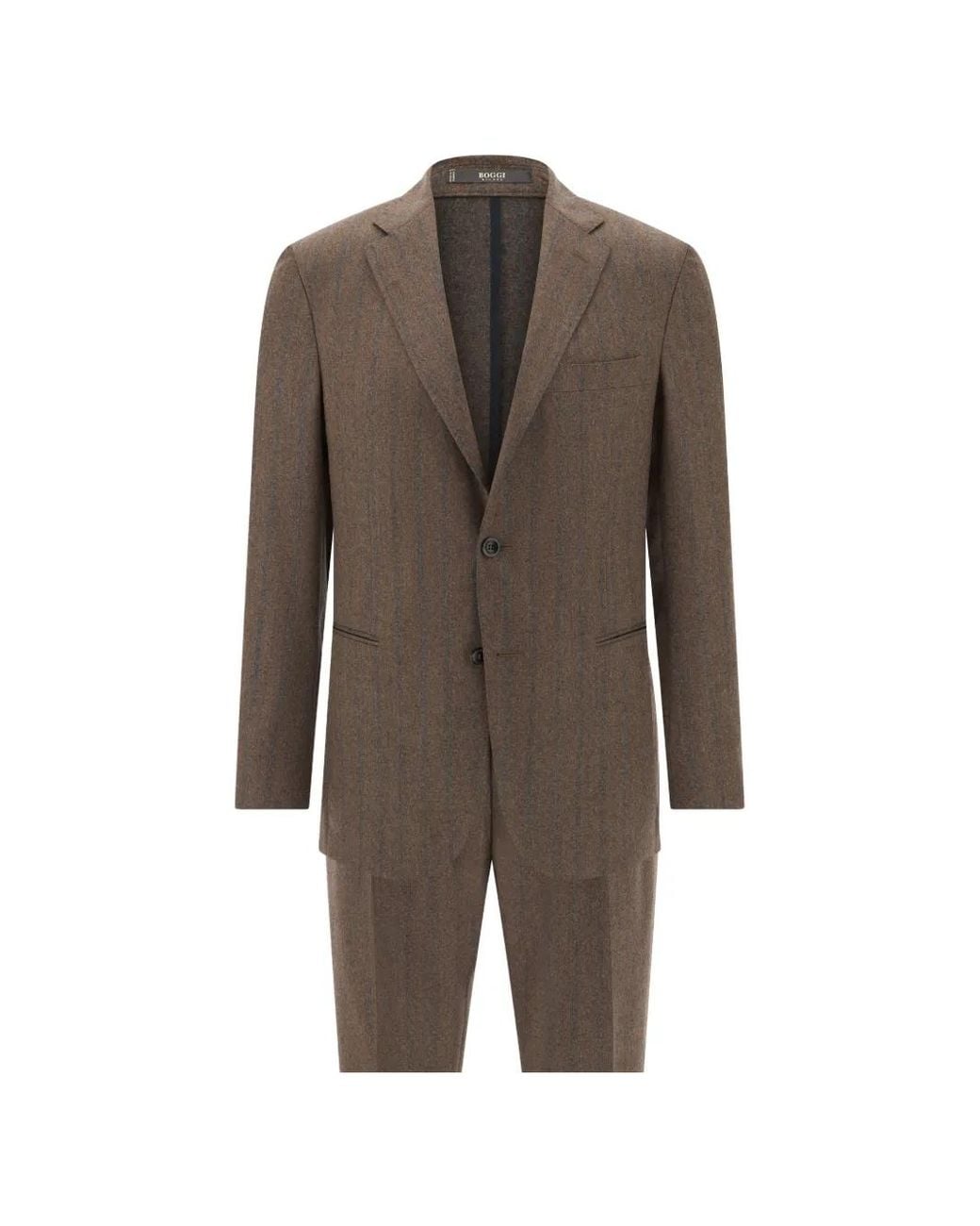 Boggi Brown Suit Pinstripe Wool-Flannel for men