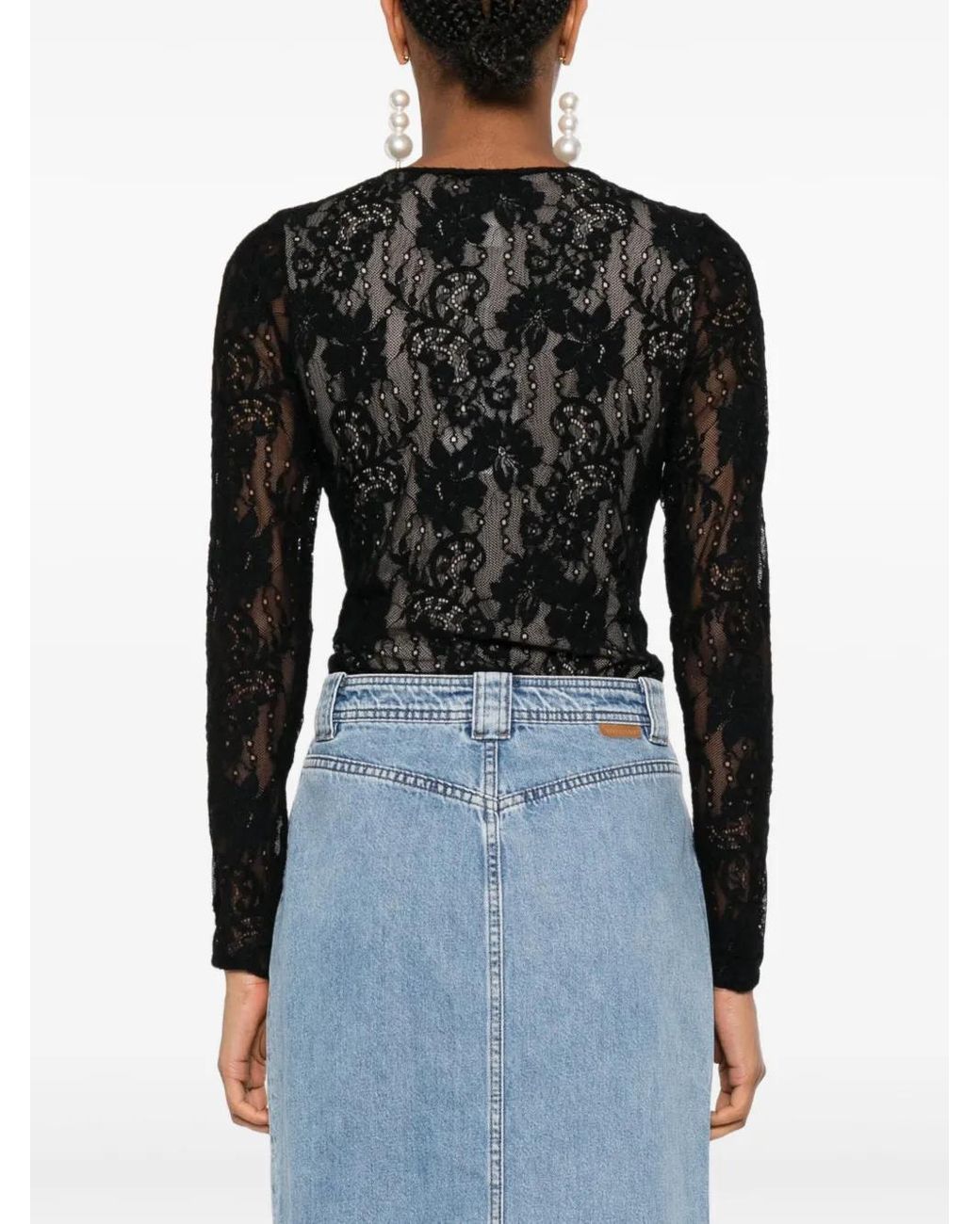 Zimmermann Black Stretch Lace Bodysuit Clothing