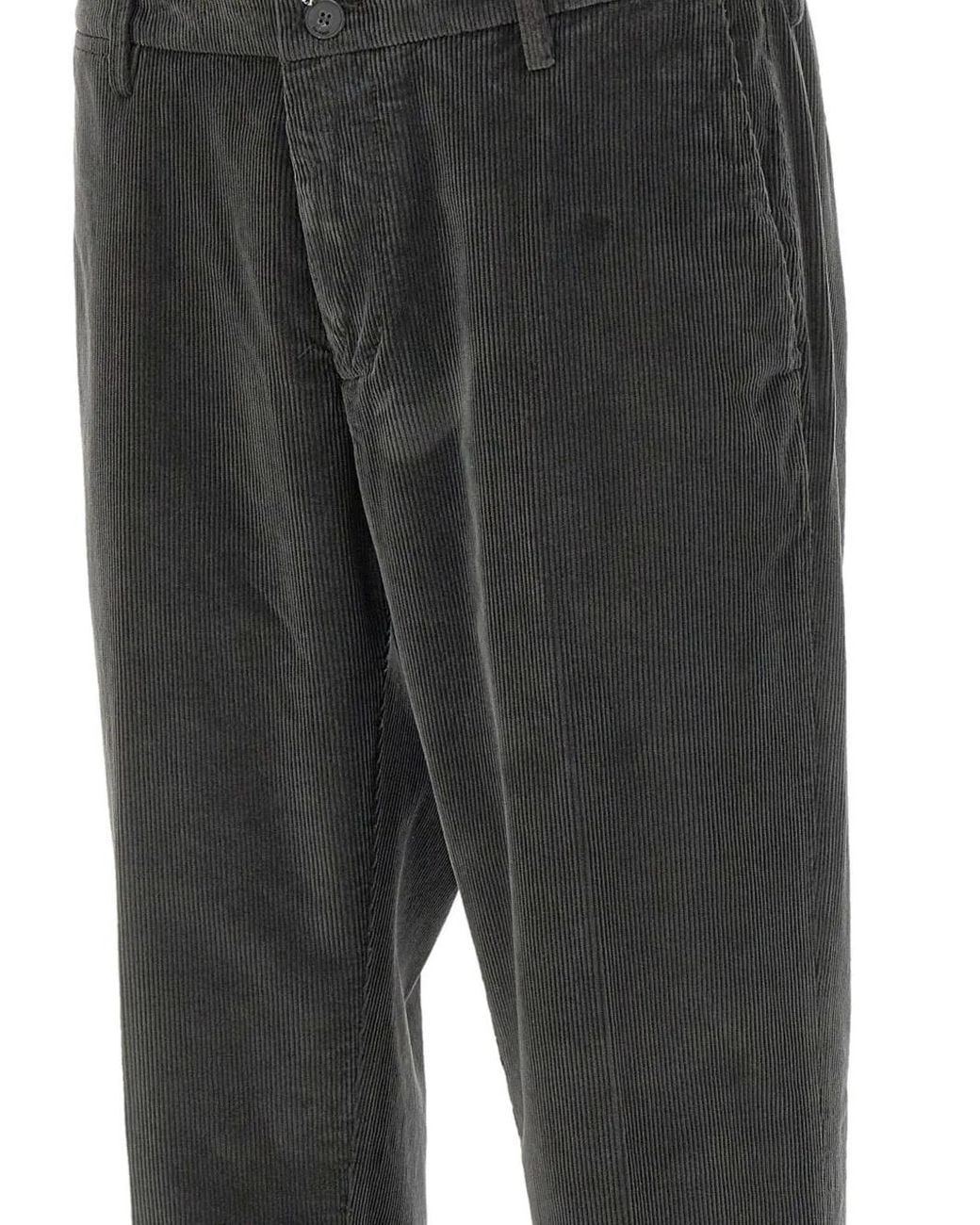 Re-hash Gray Corduroy Turn-Up Hem Trousers for men