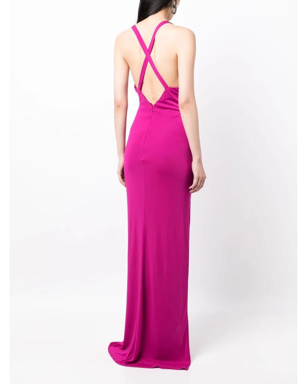 Tom Ford Pink V-neck Side-slit Maxi Dress