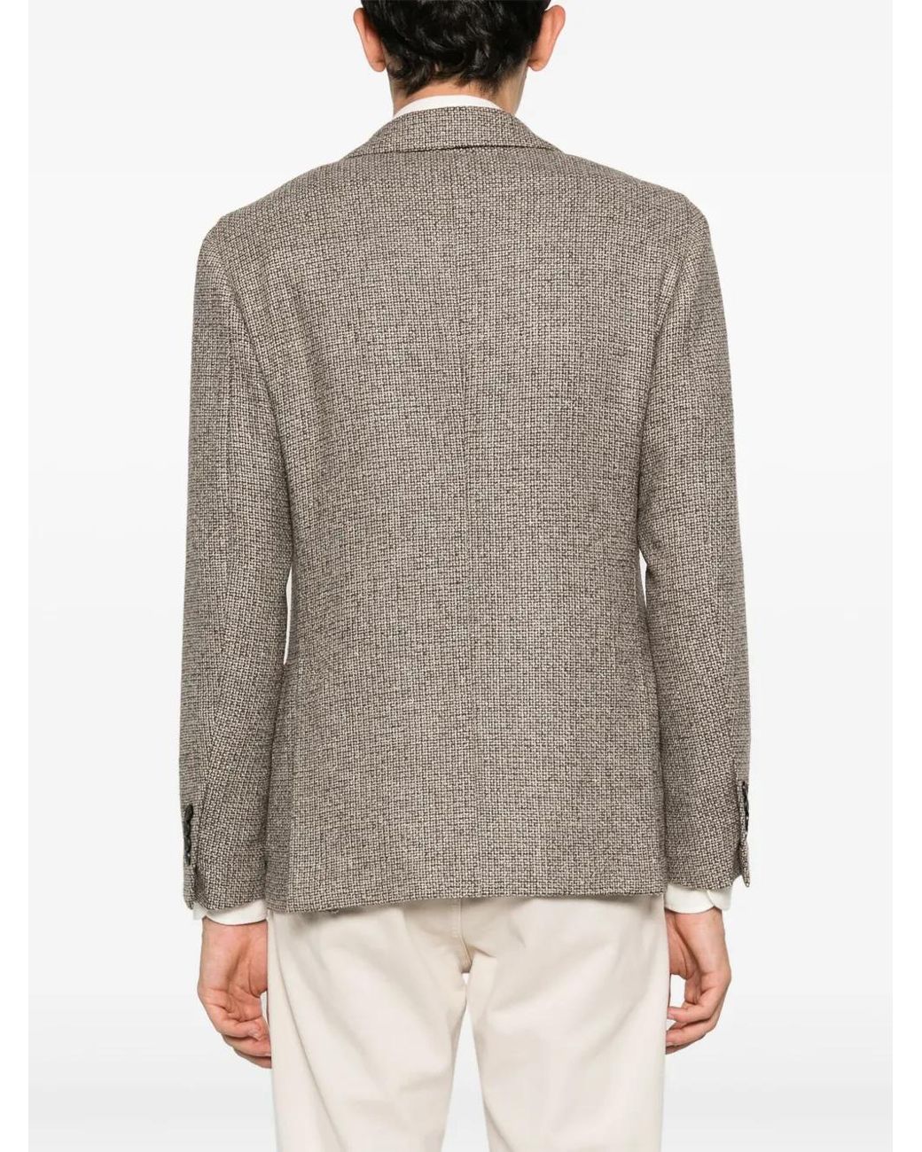 Lardini Gray Interwoven Single-Breasted Blazer for men