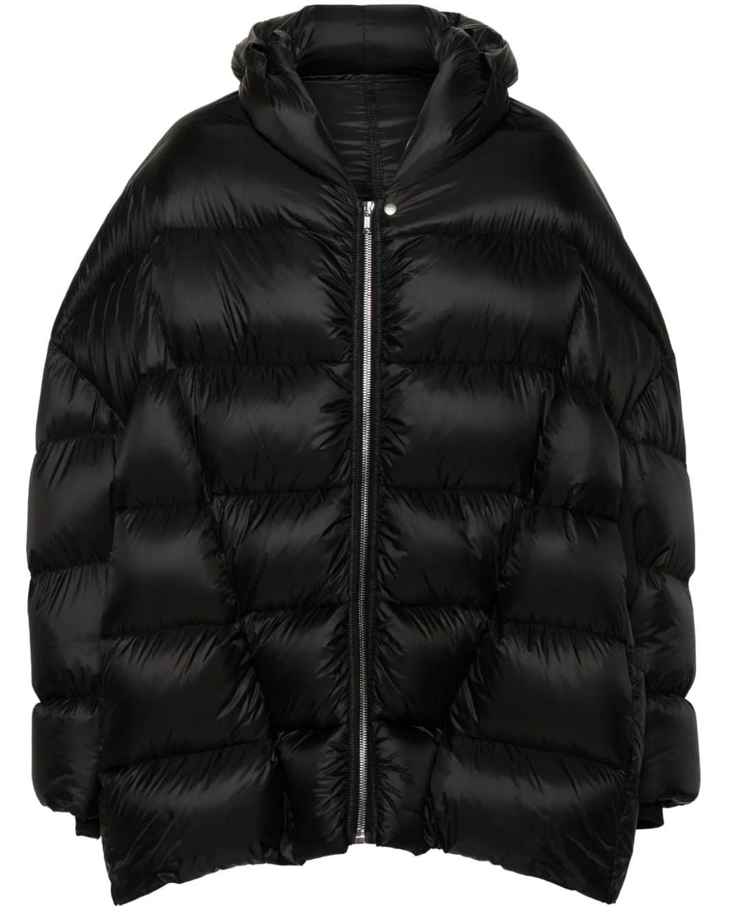 Rick Owens Black Hooded Peter Puffer Jacket for men