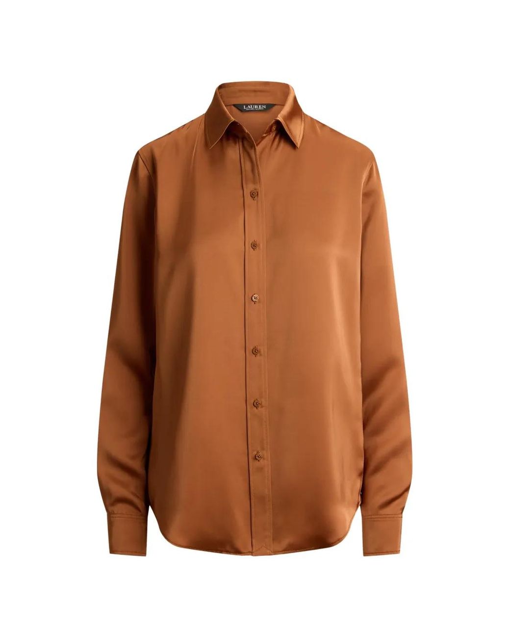Ralph Lauren Brown Satin Charmeuse Shirt