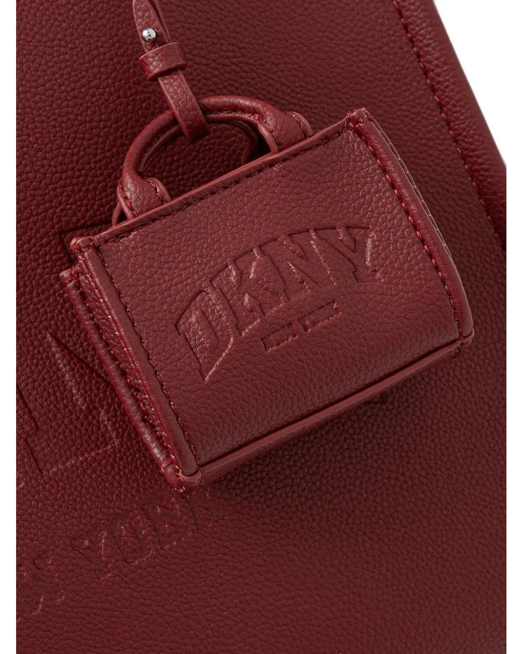 DKNY Red Hadlee Logo-Embossed Charm Tote Bag