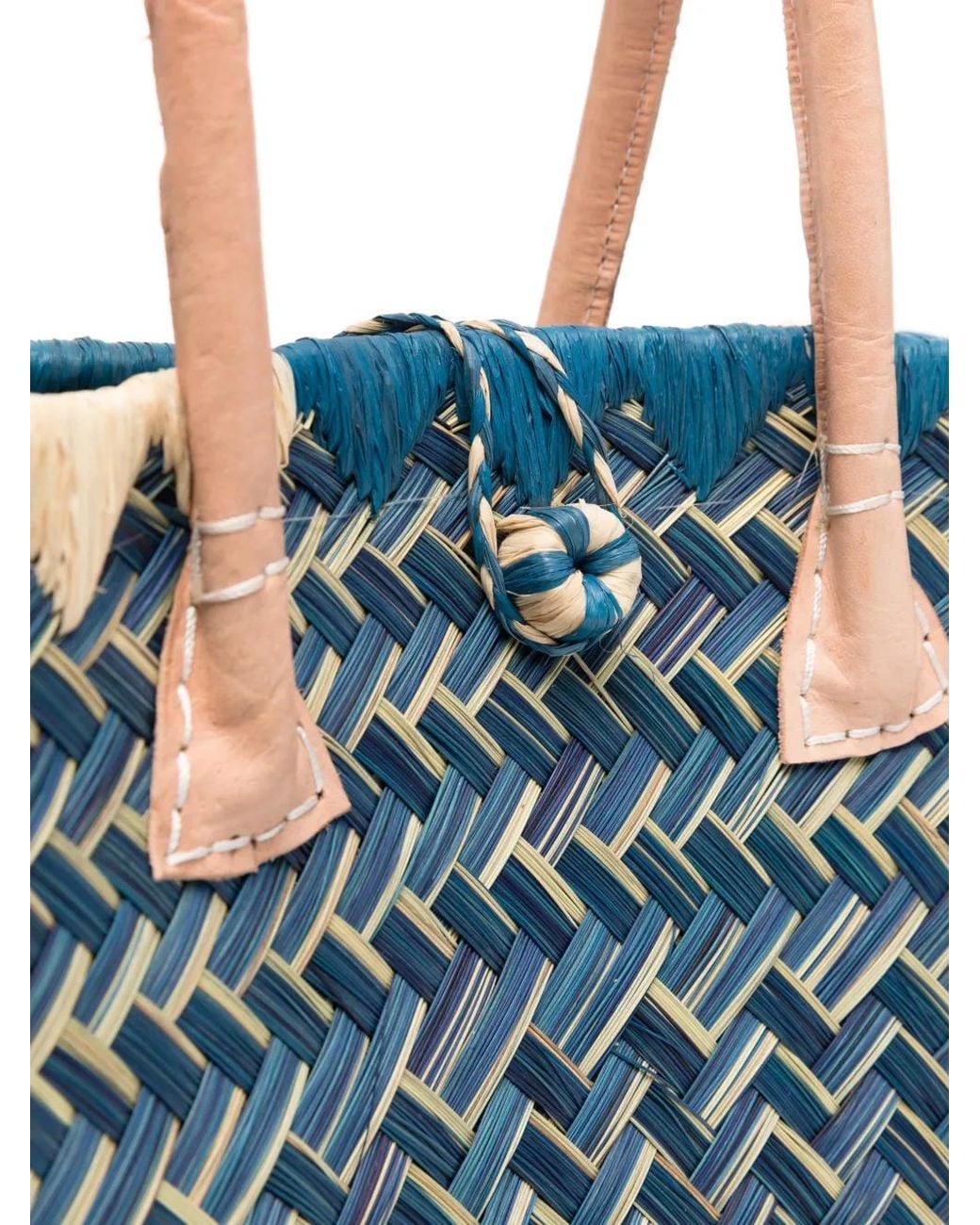 THE NINA STUDIO Blue Clotilde Woven Tote Bag