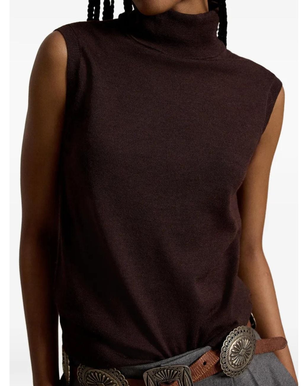 Polo Ralph Lauren Purple Roll-Neck Sleeveless Top