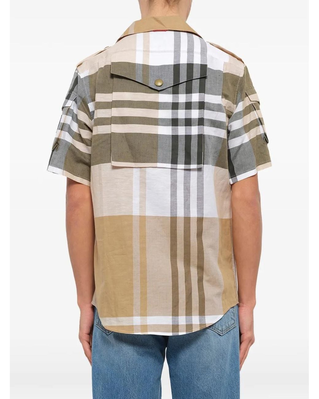 Moncler Gray Check-Print Utility Shirt for men