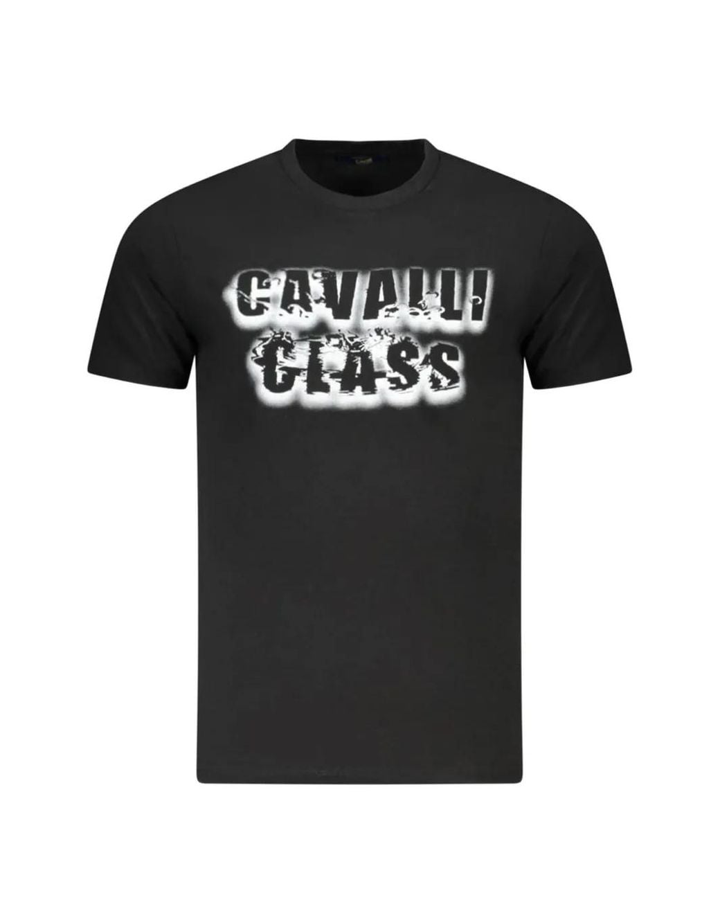 Roberto Cavalli Black Graphic-Print T-Shirt for men