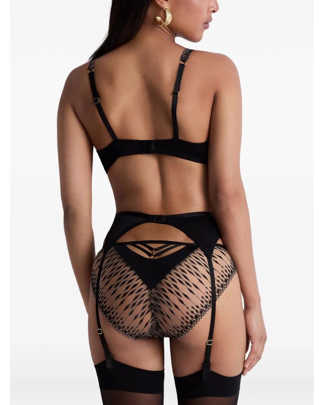 Aubade Black Voodoo Kiss Embroidered Strappy Suspender Belt