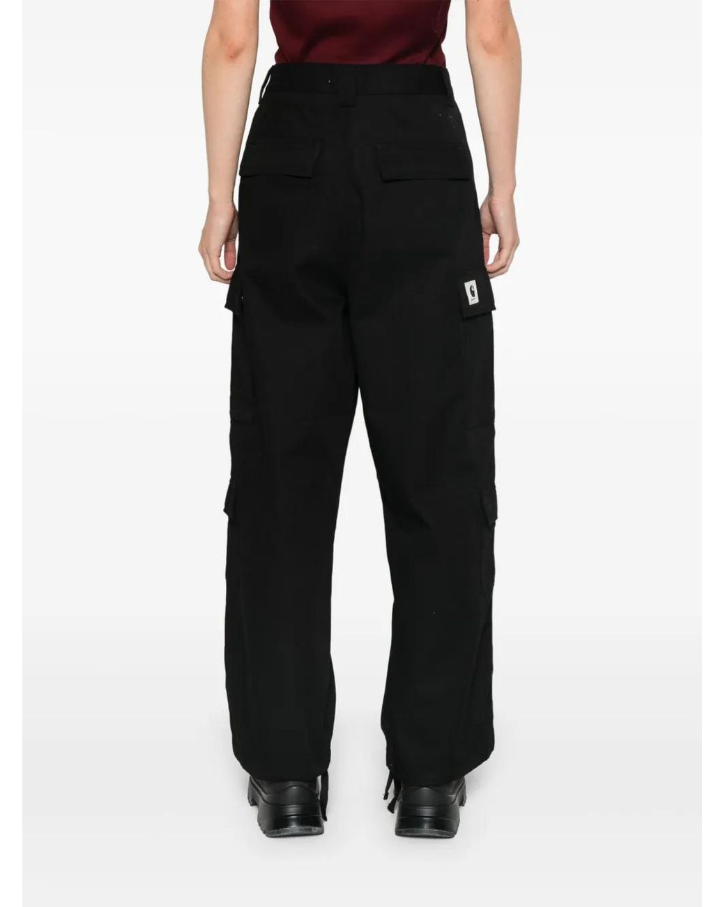 Carhartt Black Logo-Patch Straight-Leg Cargo Trousers