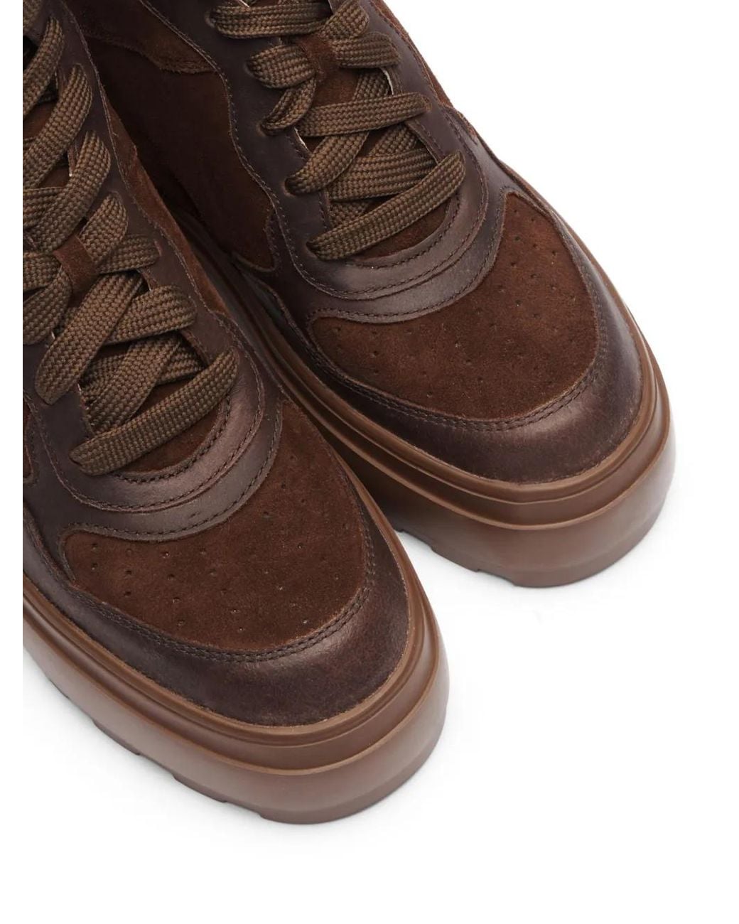 Casadei Brown High-Top Suede Sneakers