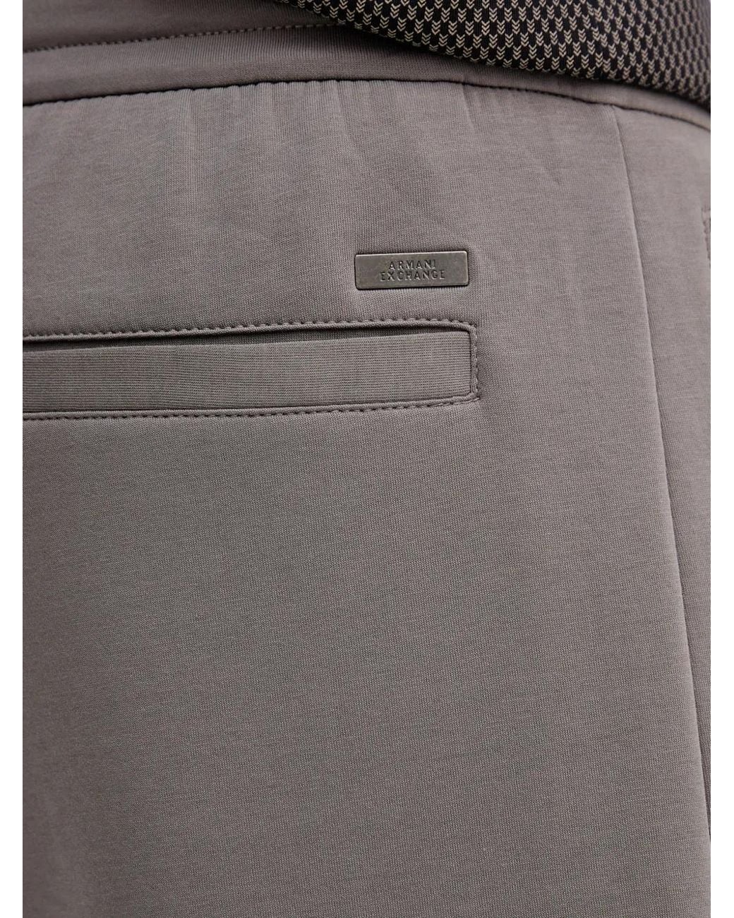 ARMANI EXCHANGE Gray Drawstring Logo-Plaque Track Pants for men