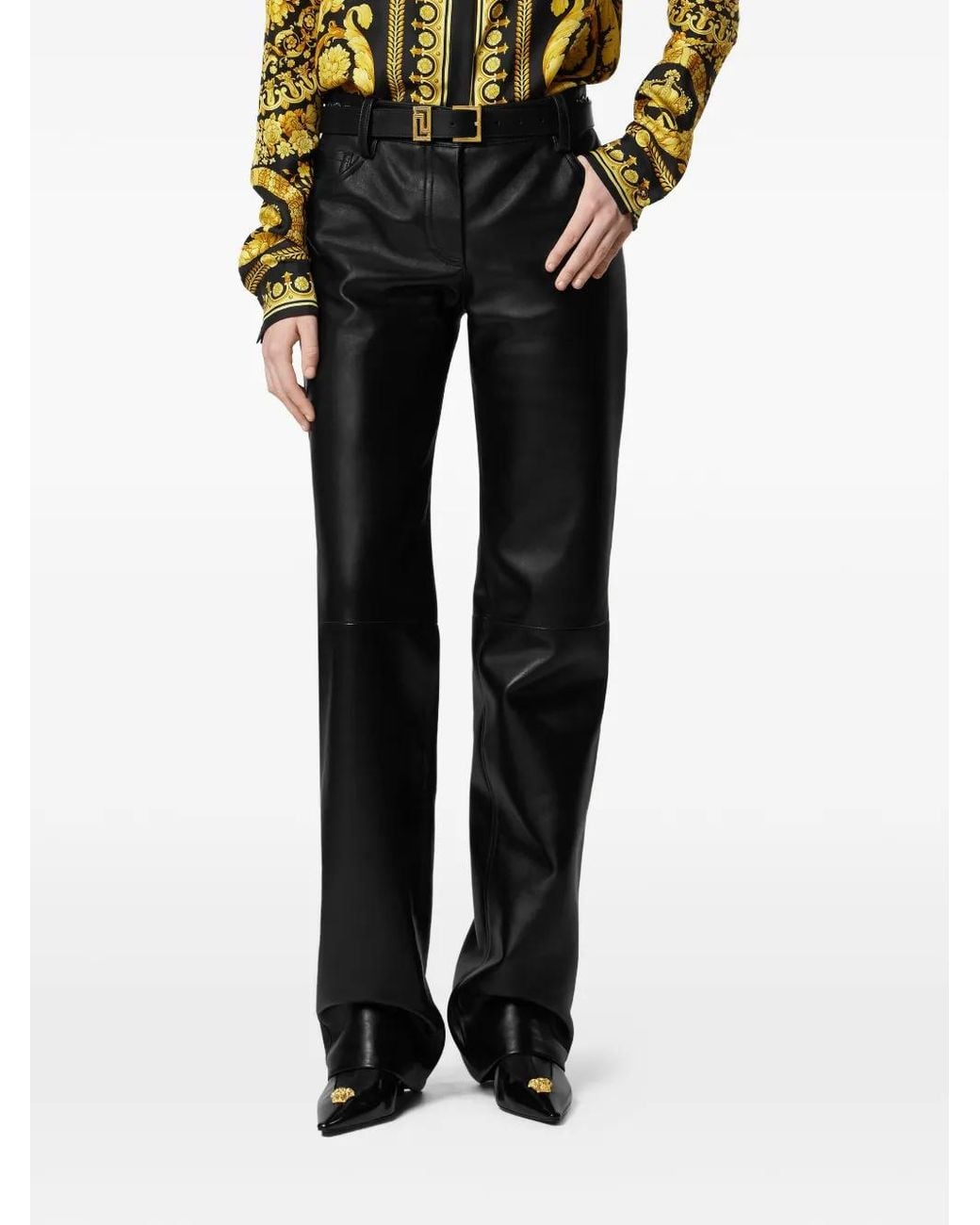 Versace Black Leather Trousers