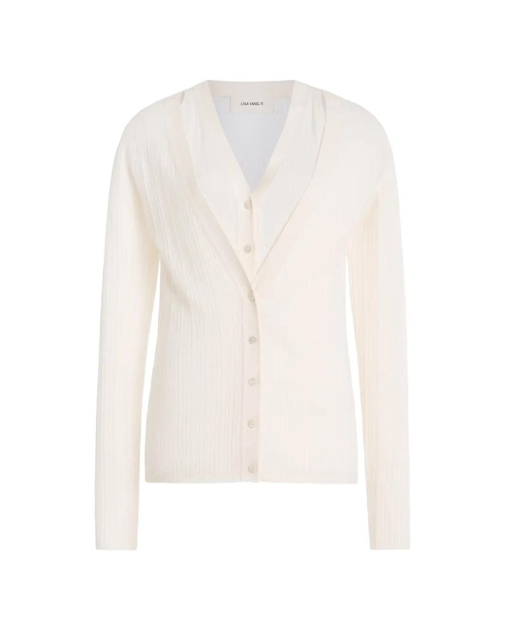 Lisa Yang White Vanna Ribbed Cardigan