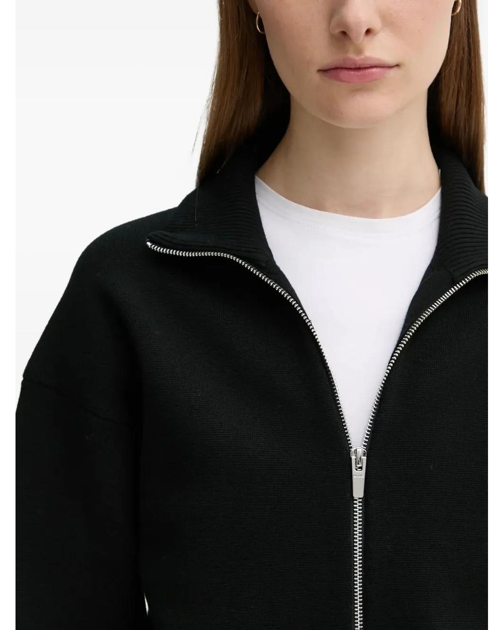 A.L.C. Black Zip-Front Long-Sleeve Cardigan