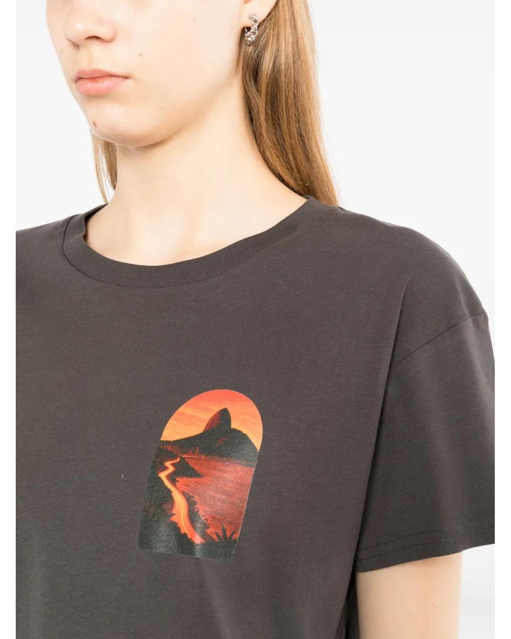 Melt Black Graphic-Print Cropped T-Shirt