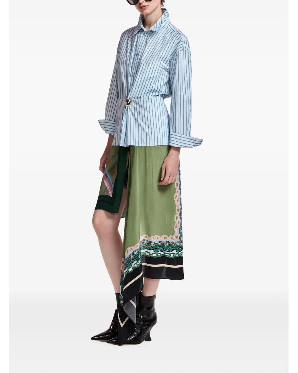 Essentiel Antwerp Blue Krystal Striped Asymmetric Shirt