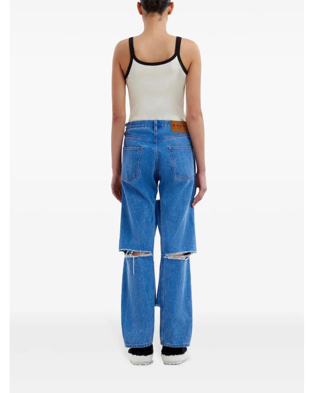 Marni Blue Cur-Out Cotton Jeans
