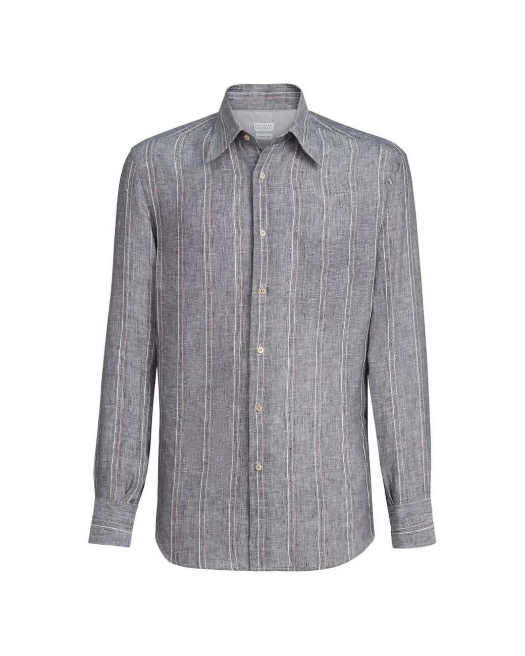 Brunello Cucinelli Gray Linen Shirt for men