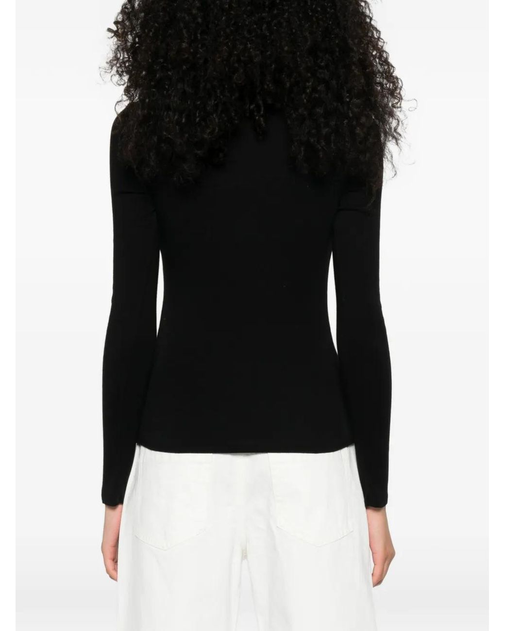 Nili Lotan Black Button-Fastening Polo Top