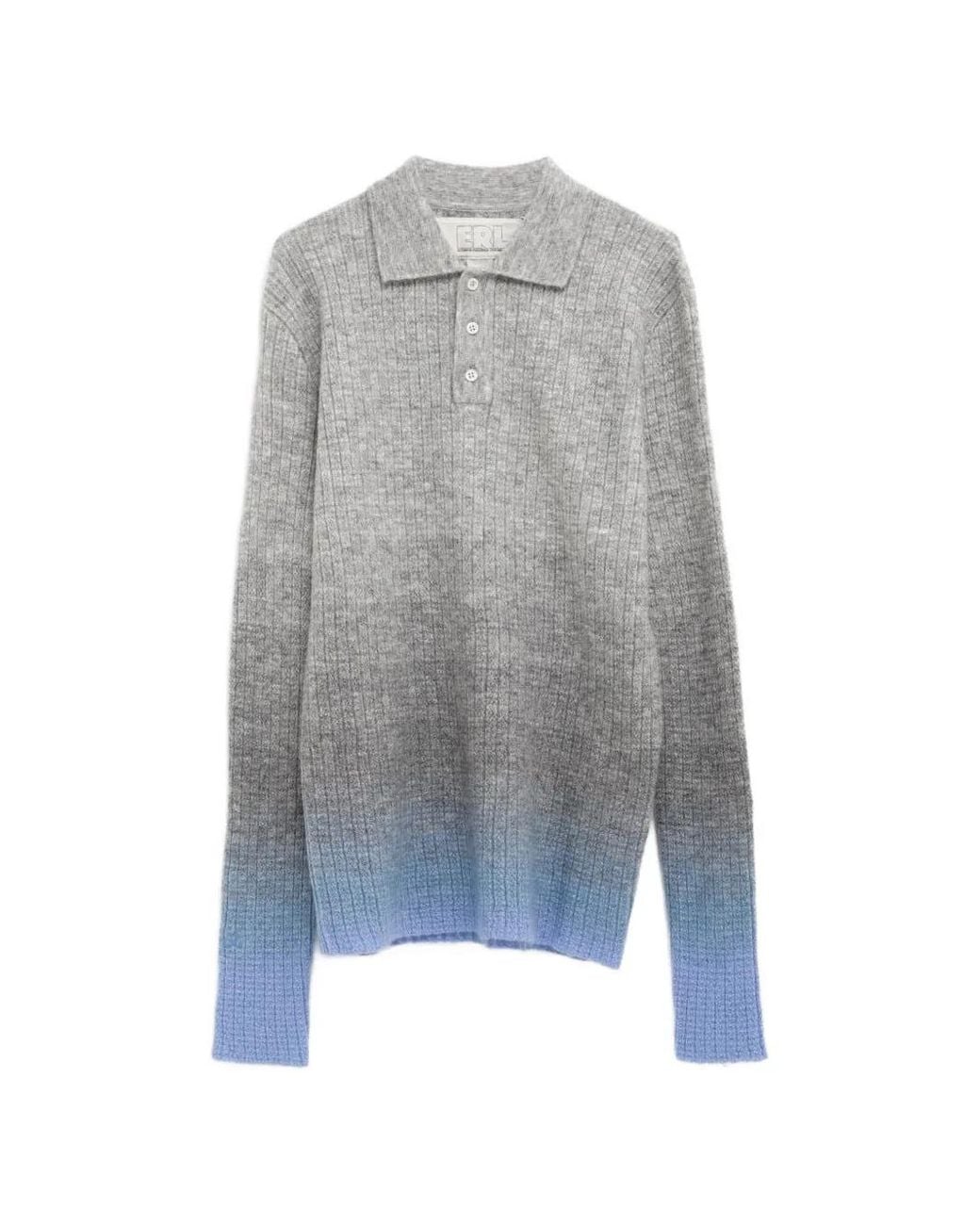 ERL Gray Ribbed Polo Shirt for men