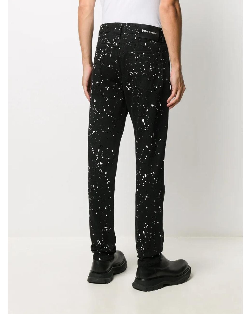 Palm Angels Black Cactus Print Jeans for men