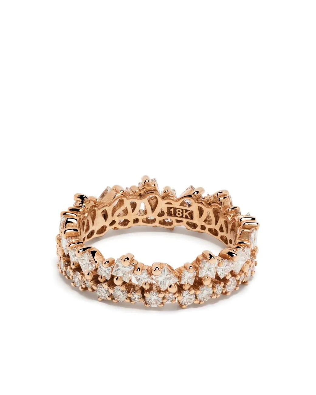 Suzanne Kalan White 18Kt Rose Diamond Double-Stack Ring