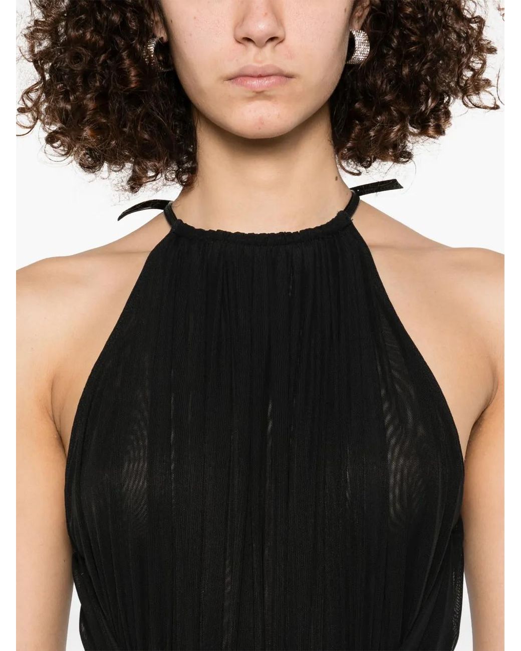 Mugler Black Halterneck Midi Dress