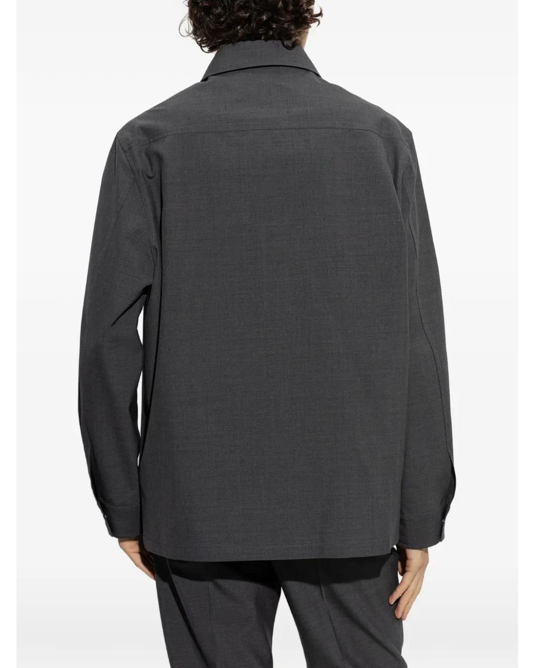 Jil Sander Gray Wool Zip-Up Jacket for men