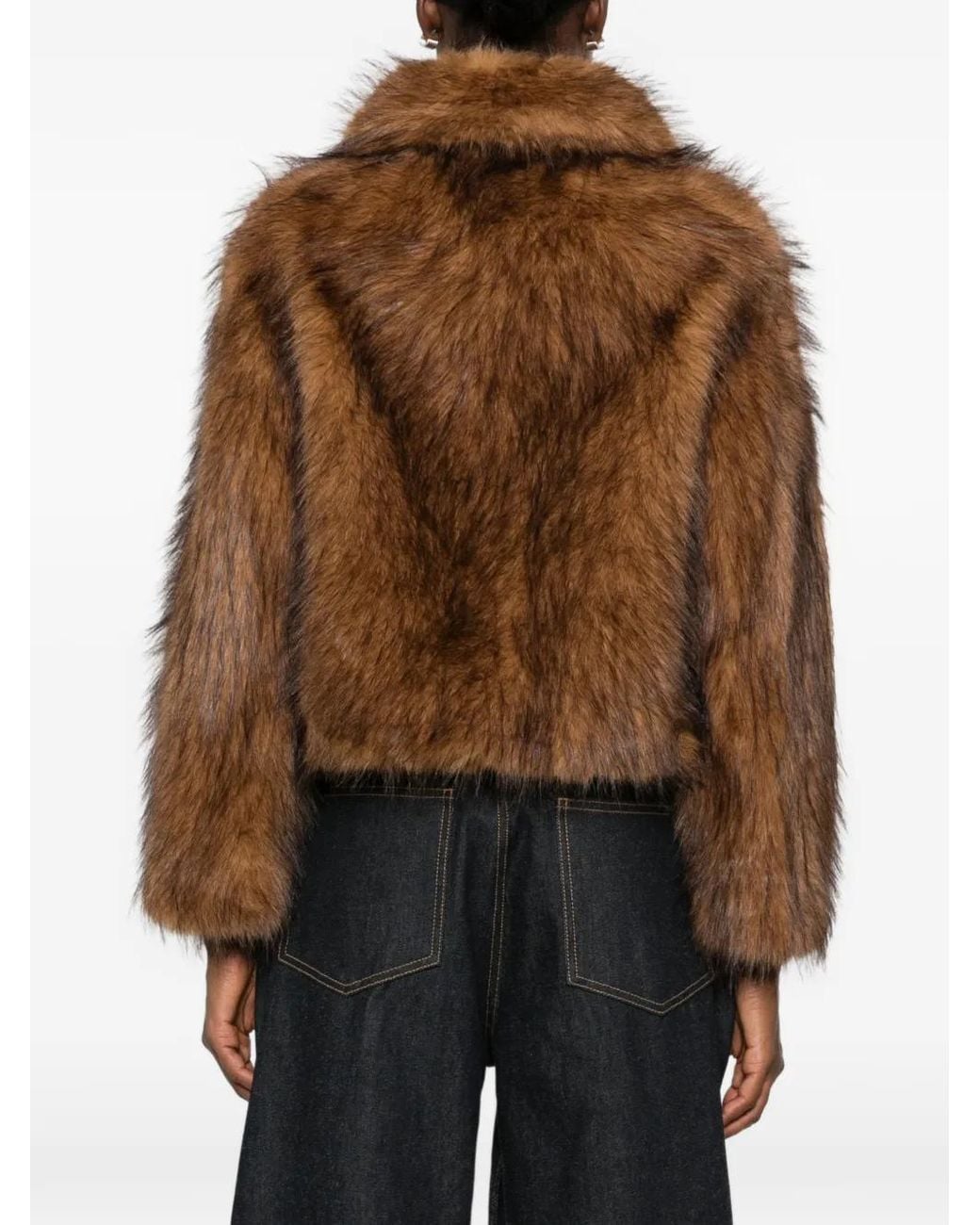 Ba&sh Brown Lendy Faux-Fur Collarless Jacket