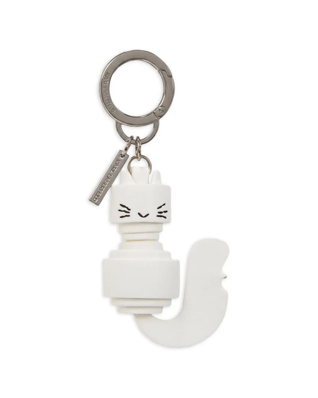 Karl Lagerfeld White Choupette Logo-Engraved Keyring
