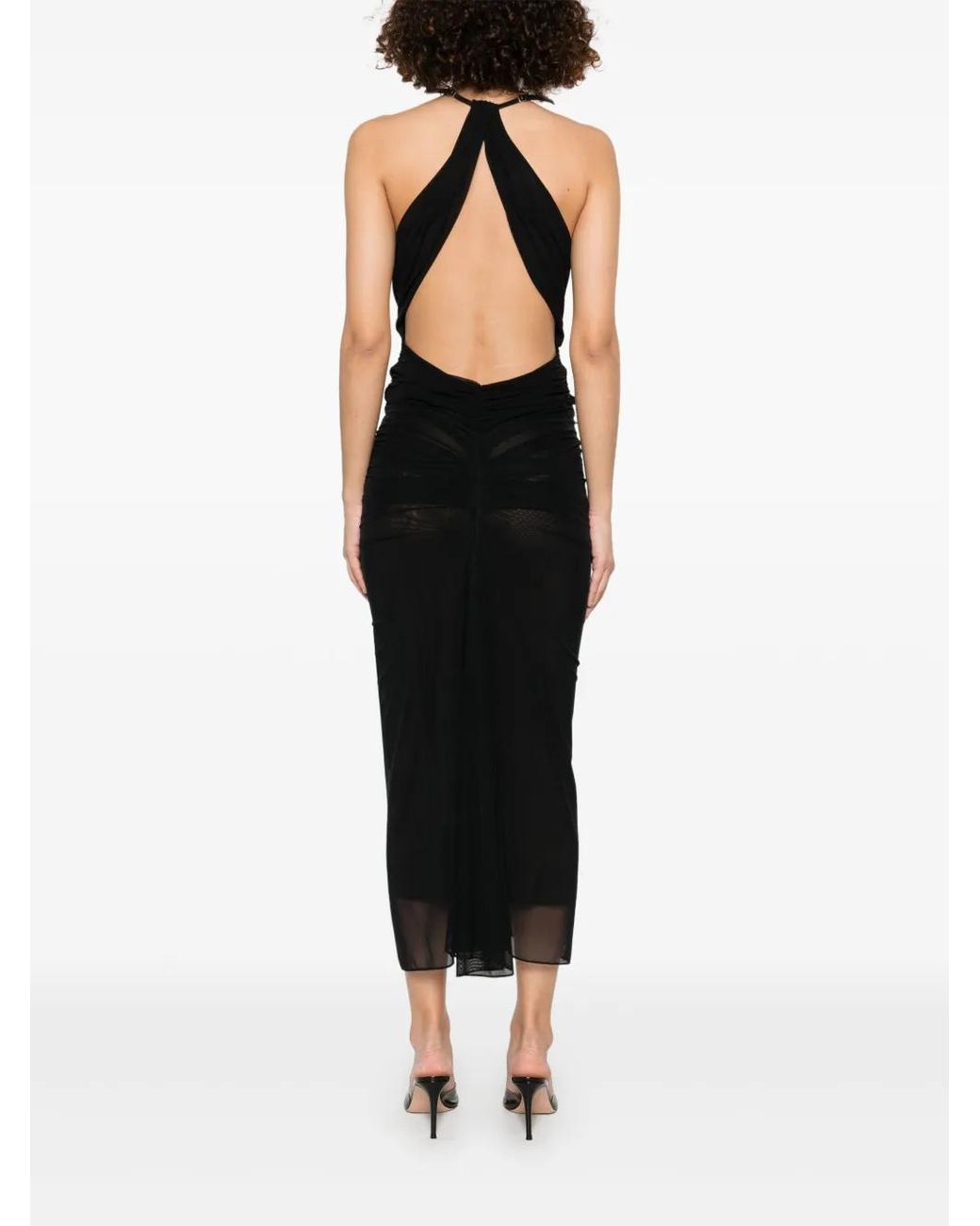 Mugler Black Halterneck Midi Dress