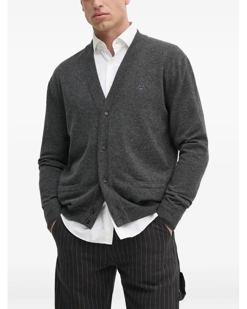 Bally Gray Logo-Embroidered Cardigan for men