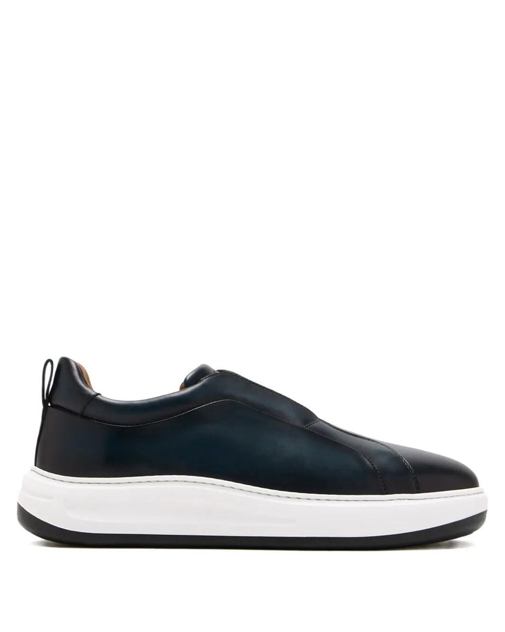 Magnanni Shoes Blue Casaro Leather Slip-On Sneakers for men