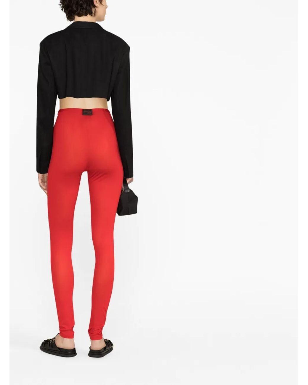Raf Simons Red Logo-Patch Leggings