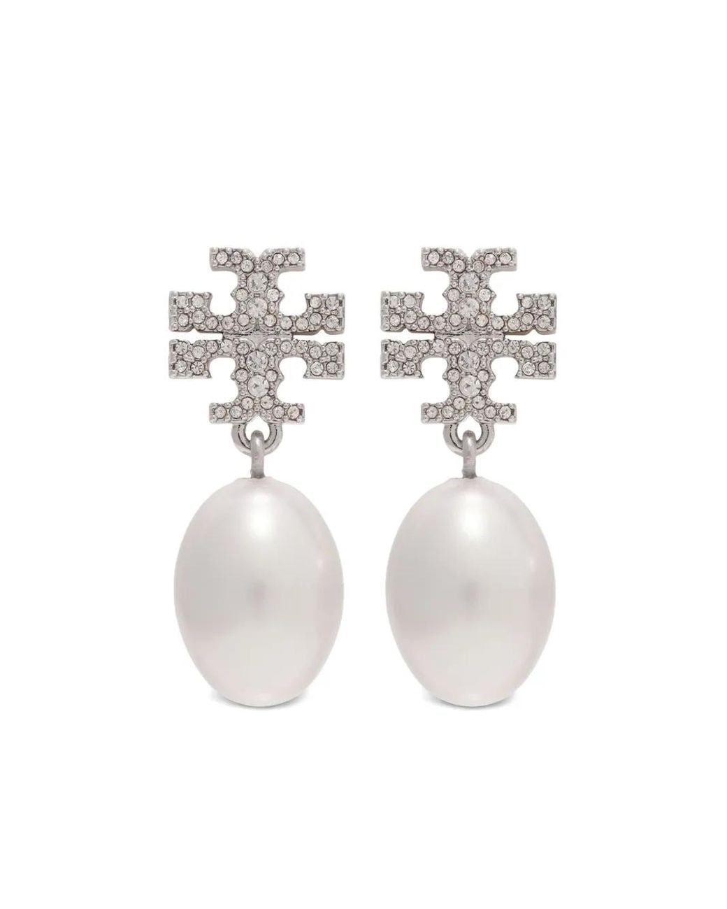 Tory Burch White Moondance Pearl And Pavé Drop Earring